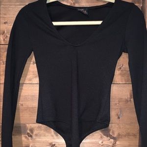 Black ribbed bodysuit